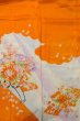 Photo3: O1225H Vintage Japanese kimono Vivid Orange Kimono for Girls for women / Silk. SAKURA cherry blossom, Flower cart pattern, More damages. (Grade D) (3)