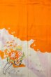 Photo4: O1225H Vintage Japanese kimono Vivid Orange Kimono for Girls for women / Silk. SAKURA cherry blossom, Flower cart pattern, More damages. (Grade D) (4)