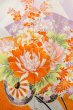 Photo5: O1225H Vintage Japanese kimono Vivid Orange Kimono for Girls for women / Silk. SAKURA cherry blossom, Flower cart pattern, More damages. (Grade D) (5)