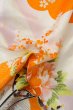 Photo11: O1225H Vintage Japanese kimono Vivid Orange Kimono for Girls for women / Silk. SAKURA cherry blossom, Flower cart pattern, More damages. (Grade D) (11)