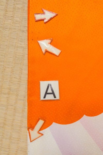 Photo14: O1225H Vintage Japanese kimono Vivid Orange Kimono for Girls for women / Silk. SAKURA cherry blossom, Flower cart pattern, More damages. (Grade D) (14)