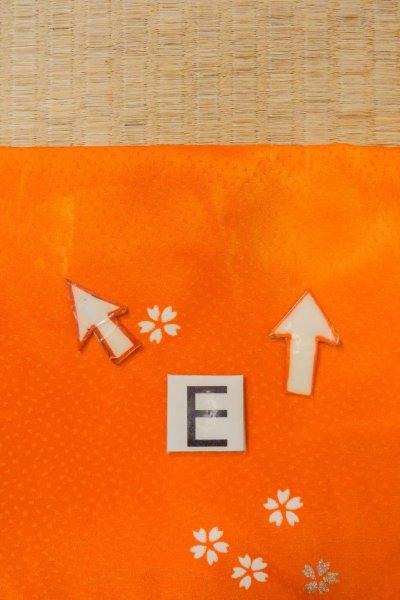 Photo18: O1225H Vintage Japanese kimono Vivid Orange Kimono for Girls for women / Silk. SAKURA cherry blossom, Flower cart pattern, More damages. (Grade D) (18)