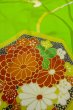 Photo10: Mint O1225J Vintage Japanese kimono Shiny Yellowish Green Kimono for Girls for women / Silk. Chrysanthemum, Set with O1225I (Grade A) (10)