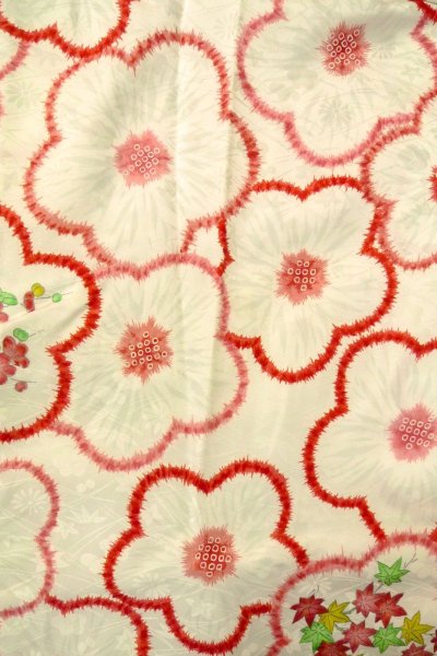 Photo3: O1225K Vintage Japanese kimono White Kimono for Girls for women / Synthetic. Chrysanthemum (Grade C) (3)