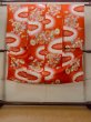 Photo1: O1225L Vintage Japanese kimono Shiny Red Kimono for Girls for women / Silk. Peony (Grade B) (1)