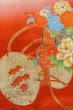 Photo5: O1225L Vintage Japanese kimono Shiny Red Kimono for Girls for women / Silk. Peony (Grade B) (5)