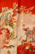 Photo4: O1225N Vintage Japanese kimono Vivid Red Kimono for Girls for women / Synthetic. SAKURA cherry blossom (Grade B) (4)