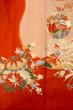 Photo5: O1225N Vintage Japanese kimono Vivid Red Kimono for Girls for women / Synthetic. SAKURA cherry blossom (Grade B) (5)