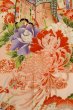 Photo8: O1225N Vintage Japanese kimono Vivid Red Kimono for Girls for women / Synthetic. SAKURA cherry blossom (Grade B) (8)