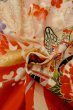 Photo13: O1225N Vintage Japanese kimono Vivid Red Kimono for Girls for women / Synthetic. SAKURA cherry blossom (Grade B) (13)