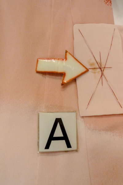 Photo15: O1225N Vintage Japanese kimono Vivid Red Kimono for Girls for women / Synthetic. SAKURA cherry blossom (Grade B) (15)