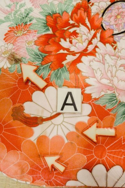 Photo14: O1225O Vintage Japanese kimono Shiny Vivid Red Kimono for Girls for women / Synthetic. Peony (Grade C) (14)