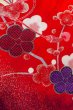 Photo7: O1225Q Vintage Japanese kimono Shiny Vivid Red Kimono for Girls for women / Synthetic. Chrysanthemum, Japanese traditional ball pattern (Grade B) (7)