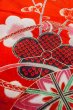 Photo10: O1225Q Vintage Japanese kimono Shiny Vivid Red Kimono for Girls for women / Synthetic. Chrysanthemum, Japanese traditional ball pattern (Grade B) (10)