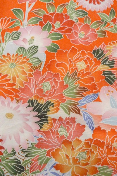 Photo5: O1225R Vintage Japanese kimono Pale Orange Kimono for Girls for women / Silk. SAKURA cherry blossom (Grade B) (5)
