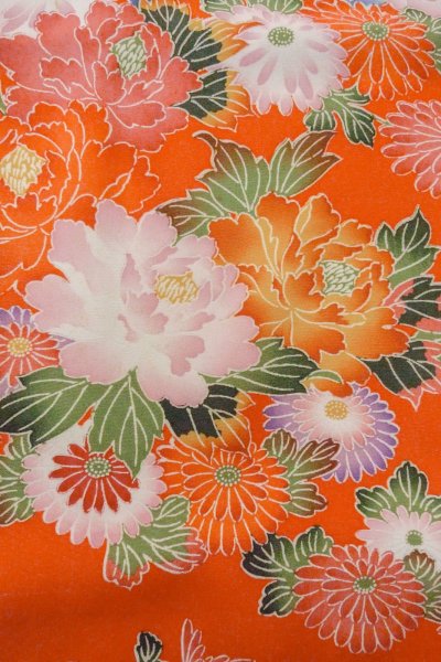 Photo7: O1225R Vintage Japanese kimono Pale Orange Kimono for Girls for women / Silk. SAKURA cherry blossom (Grade B) (7)