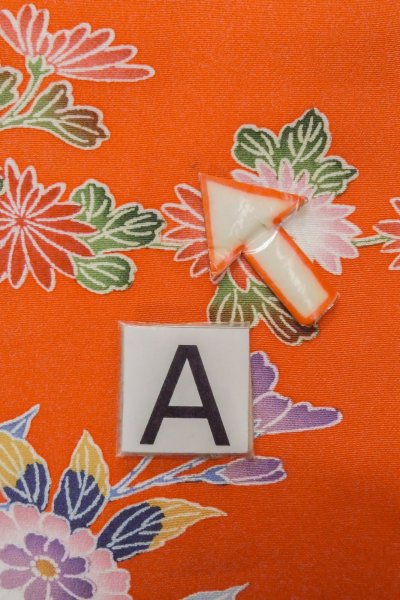 Photo14: O1225R Vintage Japanese kimono Pale Orange Kimono for Girls for women / Silk. SAKURA cherry blossom (Grade B) (14)