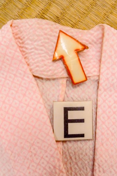 Photo18: O1225T Vintage Japanese kimono Pale Pink Juban for Girls for women / Synthetic. Dapple pattern (Grade B) (18)