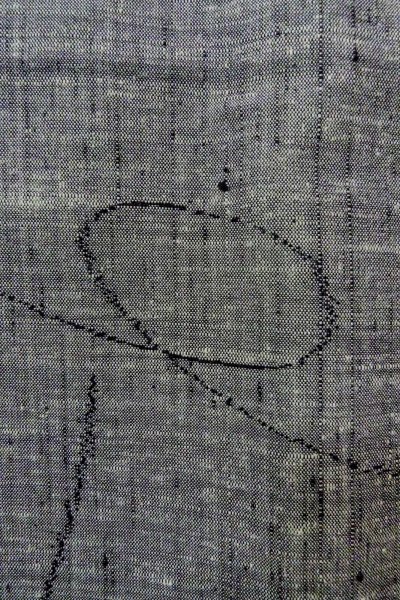 Photo7: Mint O1225Y Vintage Japanese kimono Gray TSUMUGI pongee for women / Silk., Japanese traditional spinning top pattern (Grade A) (7)