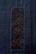 Photo5: Mint O1225Z Vintage Japanese kimono Navy Blue TSUMUGI pongee for women / Silk. Chinese flower (Grade A) (5)