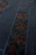 Photo8: Mint O1225Z Vintage Japanese kimono Navy Blue TSUMUGI pongee for women / Silk. Chinese flower (Grade A) (8)