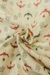 Photo12: O1226A Vintage Japanese kimono Ivory TSUMUGI pongee for women / Silk. Cross (Grade B) (12)