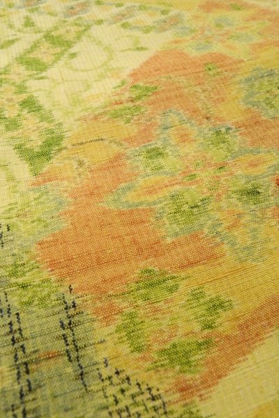 Photo10: Mint O1226B Vintage Japanese kimono Pale Yellow TSUMUGI pongee for women / Silk. Flower (Grade A) (10)