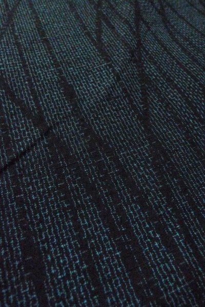 Photo8: O1226C Vintage Japanese kimono Indigo Blue TSUMUGI pongee for women / Silk. Line (Grade C) (8)