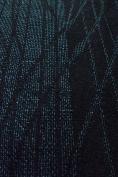 Photo9: O1226C Vintage Japanese kimono Indigo Blue TSUMUGI pongee for women / Silk. Line (Grade C) (9)