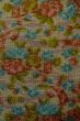 Photo3: Mint O1226D Vintage Japanese kimono Pale Grayish Multi Color TSUMUGI pongee for women / Silk. Flower (Grade A) (3)