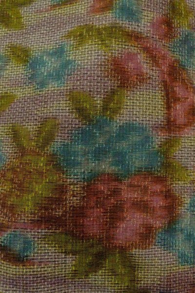 Photo5: Mint O1226D Vintage Japanese kimono Pale Grayish Multi Color TSUMUGI pongee for women / Silk. Flower (Grade A) (5)