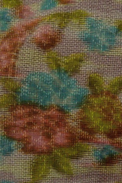 Photo6: Mint O1226D Vintage Japanese kimono Pale Grayish Multi Color TSUMUGI pongee for women / Silk. Flower (Grade A) (6)