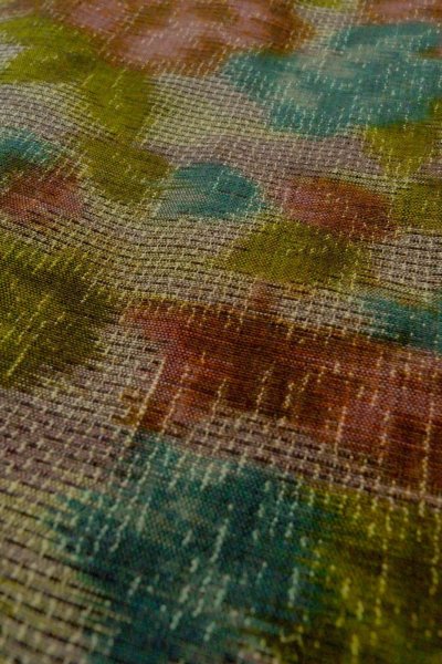 Photo10: Mint O1226D Vintage Japanese kimono Pale Grayish Multi Color TSUMUGI pongee for women / Silk. Flower (Grade A) (10)