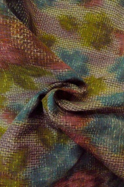 Photo11: Mint O1226D Vintage Japanese kimono Pale Grayish Multi Color TSUMUGI pongee for women / Silk. Flower (Grade A) (11)