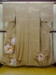 Photo1: P0109B Antique Japanese kimono Pale Brown TOMESODE formal for women / Silk. Flower (Grade C) (1)
