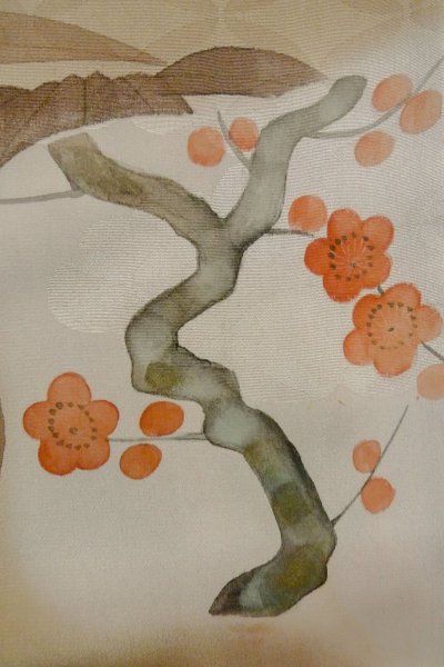 Photo10: P0109B Antique Japanese kimono Pale Brown TOMESODE formal for women / Silk. Flower (Grade C) (10)