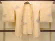 Photo1: P0109D Vintage Japanese kimono Ivory HAORI short jacket for women / Silk. Leaf (Grade C) (1)