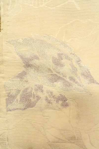 Photo3: P0109D Vintage Japanese kimono Ivory HAORI short jacket for women / Silk. Leaf (Grade C) (3)