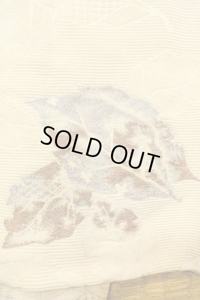 Photo5: P0109D Vintage Japanese kimono Ivory HAORI short jacket for women / Silk. Leaf (Grade C) (5)