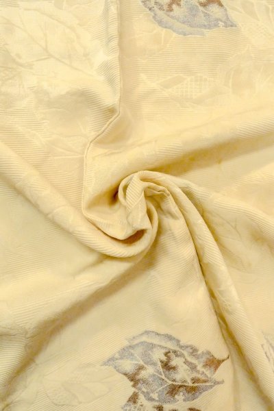 Photo7: P0109D Vintage Japanese kimono Ivory HAORI short jacket for women / Silk. Leaf (Grade C) (7)