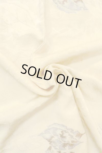 Photo7: P0109D Vintage Japanese kimono Ivory HAORI short jacket for women / Silk. Leaf (Grade C) (7)