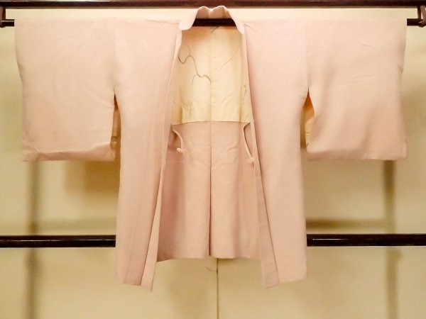 Photo1: P0109E Vintage Japanese kimono Pale Pink HAORI short jacket for women / Silk. (Grade C) (1)