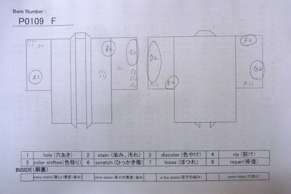 Photo13: P0109F Vintage Japanese kimono Pale Greenish Gray HAORI short jacket for women / Silk. Abstract pattern (Grade C) (13)