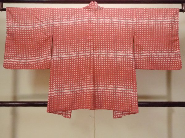 Photo2: P0109G Vintage Japanese kimono Dark Pink HAORI short jacket for women / Synthetic. Flower (Grade B) (2)