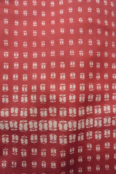 Photo5: P0109G Vintage Japanese kimono Dark Pink HAORI short jacket for women / Synthetic. Flower (Grade B) (5)