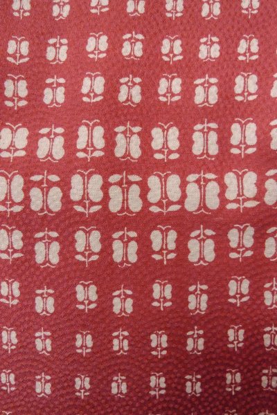 Photo7: P0109G Vintage Japanese kimono Dark Pink HAORI short jacket for women / Synthetic. Flower (Grade B) (7)