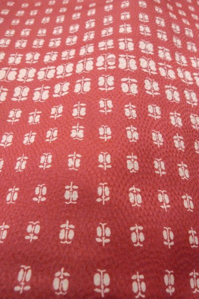 Photo9: P0109G Vintage Japanese kimono Dark Pink HAORI short jacket for women / Synthetic. Flower (Grade B) (9)