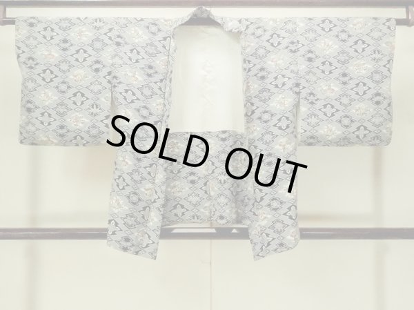 Photo2: P0109H Vintage Japanese kimono Pale Light Blue HAORI short jacket for women / Silk. UME plum bloom (Grade C) (2)