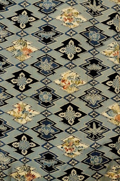 Photo4: P0109H Vintage Japanese kimono Pale Light Blue HAORI short jacket for women / Silk. UME plum bloom (Grade C) (4)