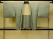 Photo1: P0109I Vintage Japanese kimono Pale Grayish Light Blue HAORI short jacket for women / Silk., Base woven pattern: mountains, river, stream, Crossed circles, Dapple pattern (Grade C) (1)